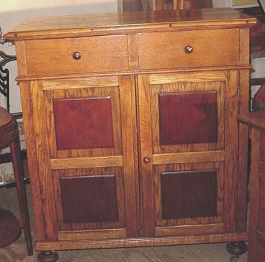 Walnut Paneled Oak Chest Rare.JPG