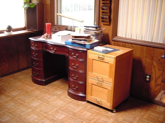 Mahogany Desk And Wooden File Cabinet.JPG